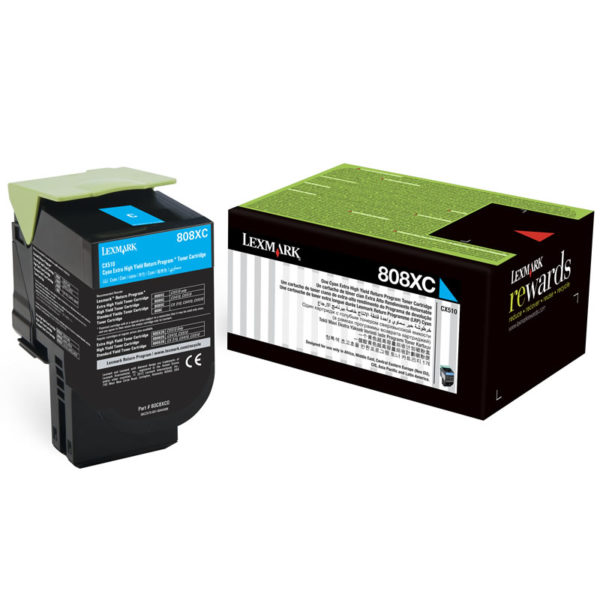 Genuine Lexmark CX510 808XC Cyan Toner Cartridge Extra HY