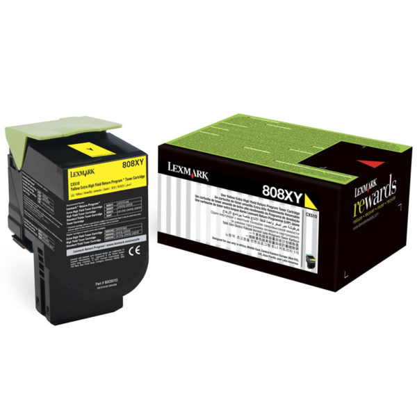 Genuine Lexmark CX510 808XY Yellow Toner Cartridge Extra HY